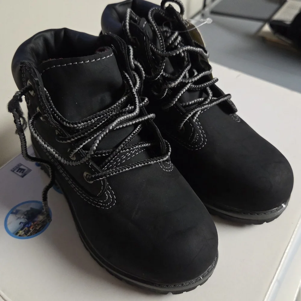 Kids Black Lace Up Boots - Picture 2 of 4